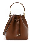 Smooth Shiny Calfskin Bon Bon Bucket Bag Dark Tan