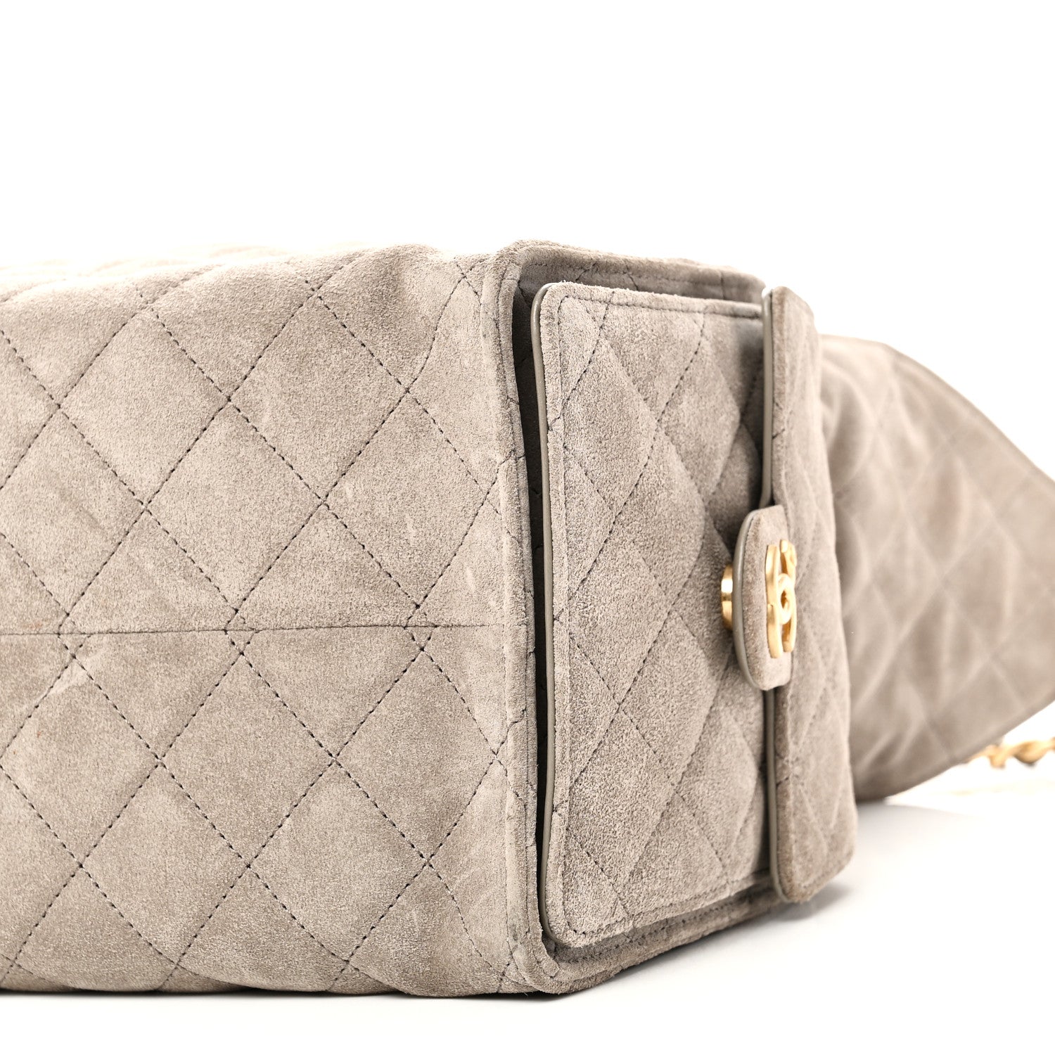 Suede Quilted Medium CHNL 25 Handbag Grey