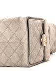 Suede Quilted Medium CHNL 25 Handbag Grey