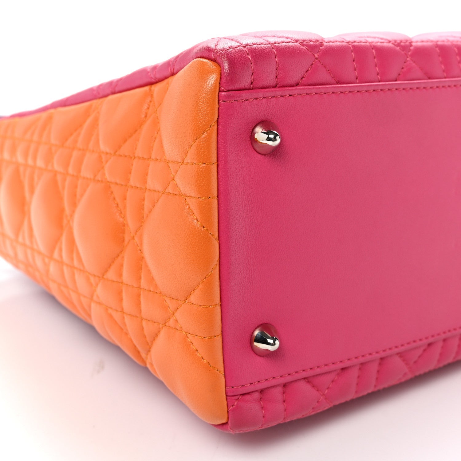 Lambskin Cannage Medium Tri-Color Lady D1OR Pink