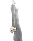 Grained Calfskin Mini Saddle Bag White