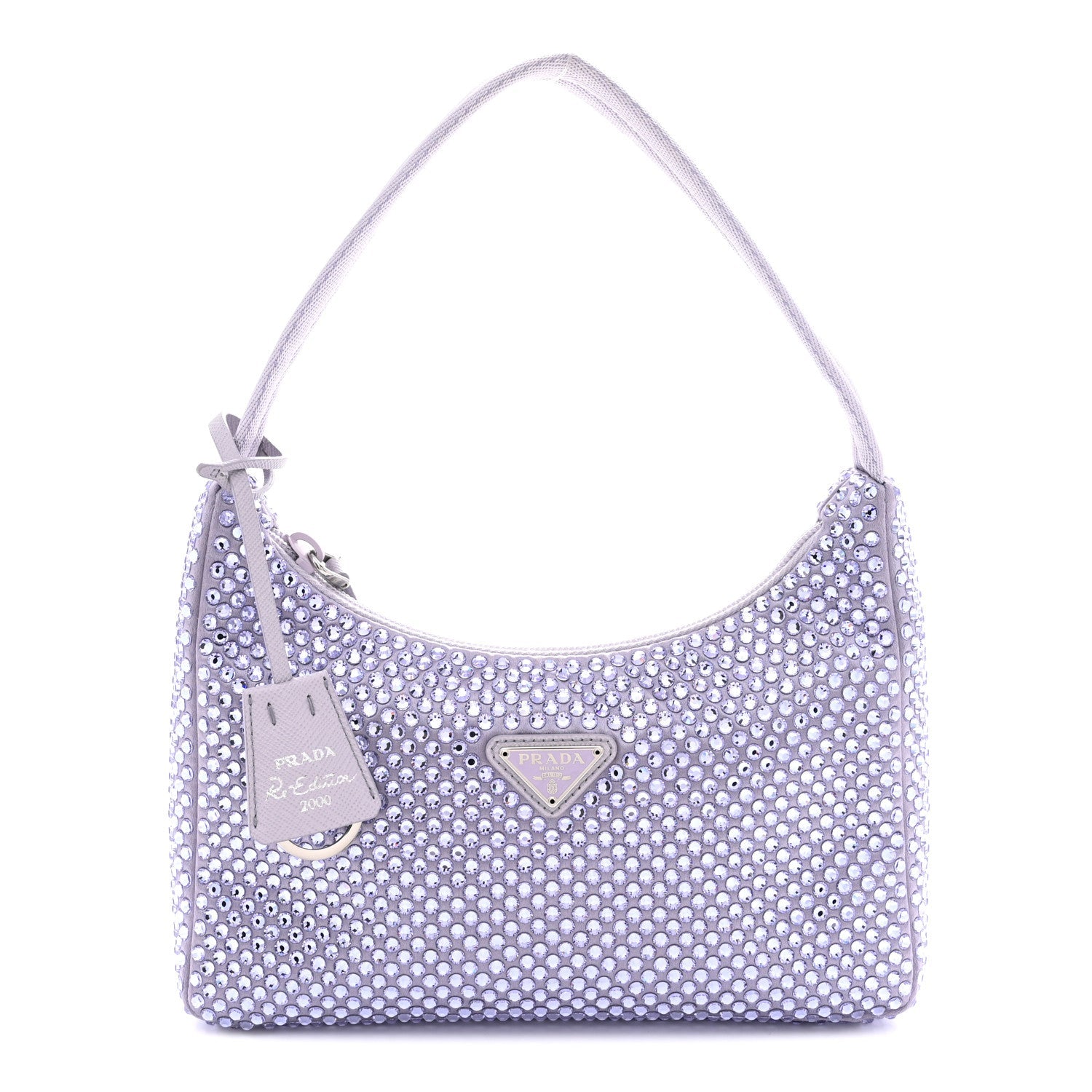 Satin Crystal Mini Re-Edition 2000 Bag Glicine