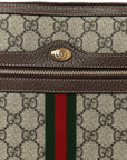 GG Supreme Monogram Large Ophidia Pouch Clutch Brown