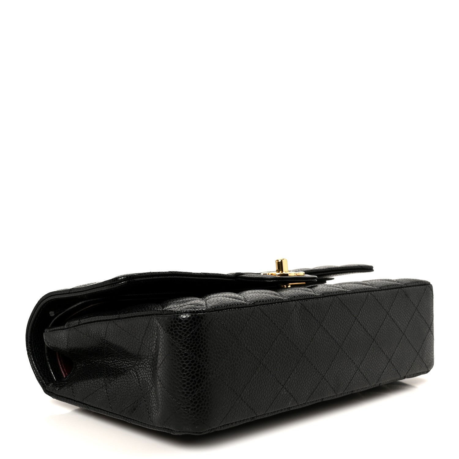 Caviar Quilted Medium Double Flap Black