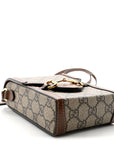 GG Supreme Monogram Mini Horsebit 1955 Crossbody Bag Beige Brown Sugar