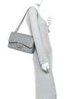 Caviar Quilted Jumbo Double Flap Grey