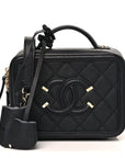 Caviar Quilted Small CC Filigree Vanity Case Black