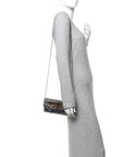 Metallic Mirror Fabric Emmie Clutch Bag Silver