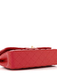 Iridescent Caviar Quilted Medium Double Flap Red