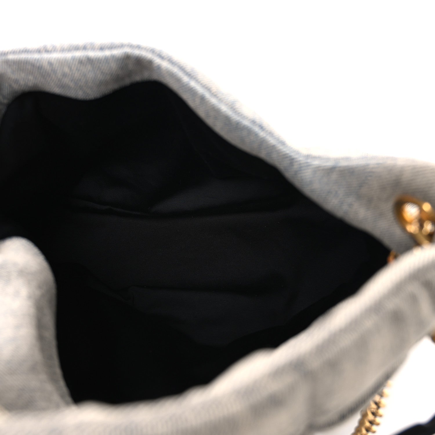 Denim Quilted Medium Loulou Puffer Monogram Chain Satchel Azur