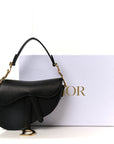 Grained Calfskin Mini Saddle Bag Black