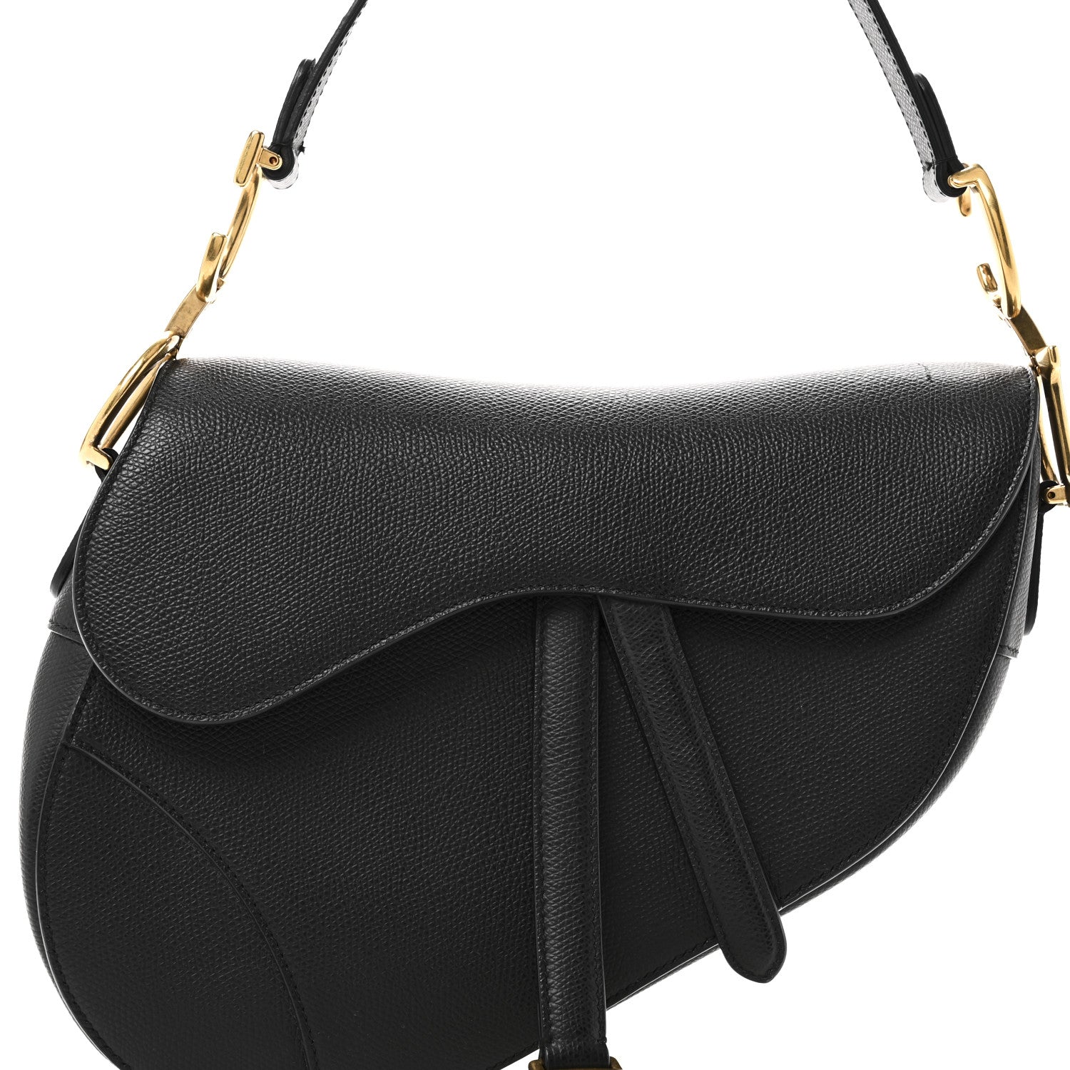 Grained Calfskin Saddle Bag Black