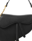 Grained Calfskin Saddle Bag Black