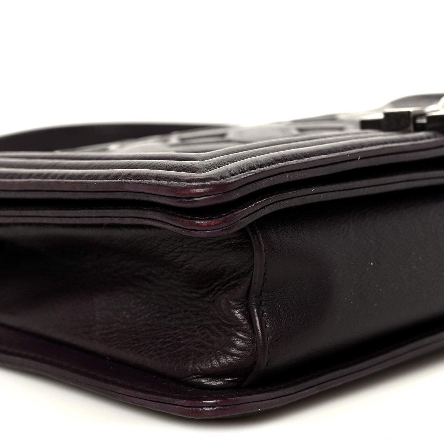 Calfskin Crystal Embossed Medium Boy Flap Plum