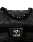 Shearling Quilted Medium Single Flap Black