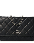 Lambskin Quilted Wallet On Chain WOC Black