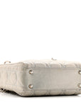 Metallic Lambskin Cannage Mini Lady D1OR Silver