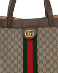 Gg Supreme Monogram Web Ophidia Tote Brown