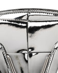 Mirror Laminated Nappa Maxi Intrecciato Mini Arco  Silver