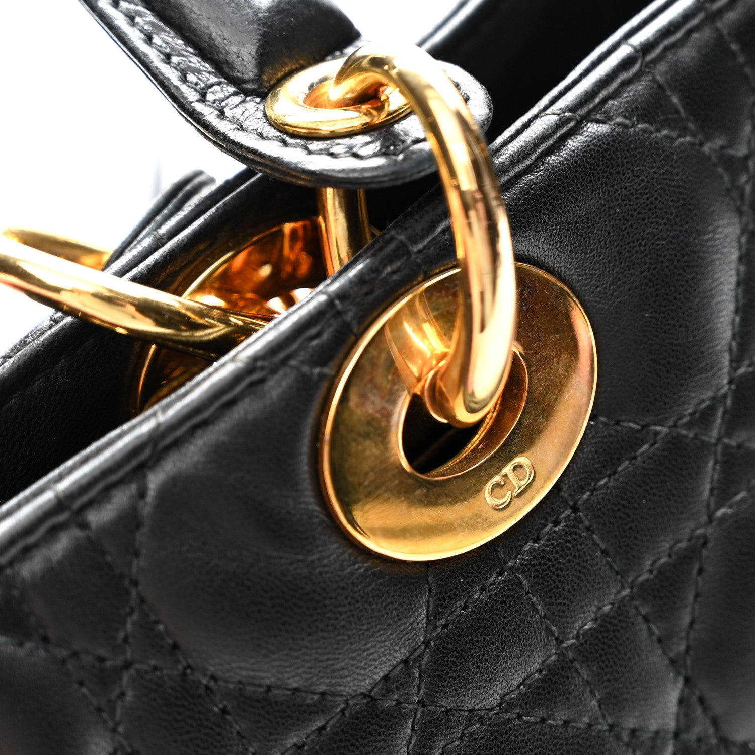 Lambskin Cannage Large Lady D1OR Black