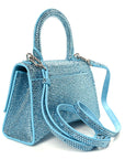Strass Suede Hourglass Top Handle Bag XS Light Blue