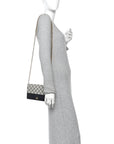 GG Supreme Monogram Textured Dollar Calfskin Mini GG Marmont Chain Wallet Beige Blue