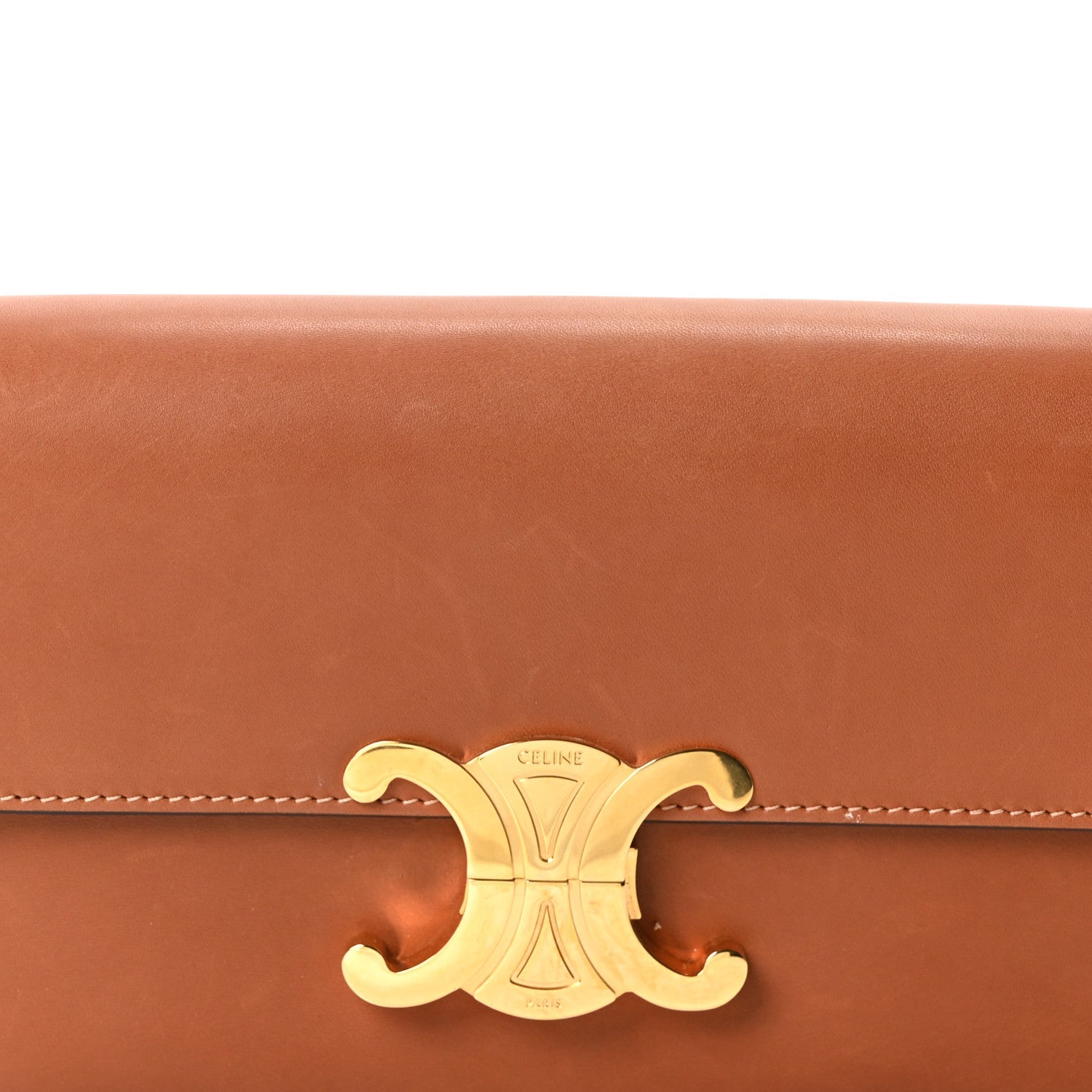 Natural Calfskin Triomphe Shoulder Bag Tan