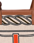 H Plume Canvas Swift Printed Quadrige au Fil Steeple 25 Bag Gris Beige Ecru Beige Gold