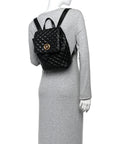 Calfskin Quilted Medusa Backpack Black