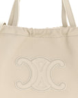 Calfskin Cuir Small Triomphe Cabas Drawstring White