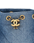 Washed Denim Quilted Mini CHNL 25 Handbag Blue