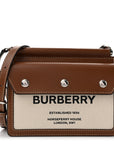 Smooth Calfskin Canvas Horseferry Print Mini Title Bag with Pocket Natural Malt Brown