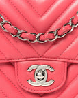 Lambskin Chevron Quilted Mini Square Flap Pink