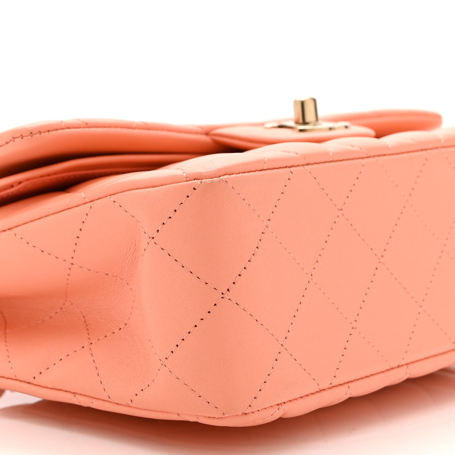 Lambskin Quilted Small Double Flap Light Orange
