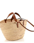 Raffia Calfskin Triomphe Teen Panier Tan