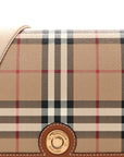 Coated Canvas Calfskin Vintage Check Medium Note Crossbody Bag Briar Brown