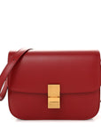 Box Calfskin Medium Classic Box Flap Bag Dark Brick