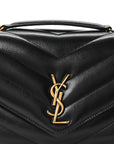 Lambskin Chevron Quilted Medium Loulou Black