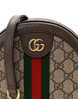 GG Supreme Monogram Web Mini Ophidia Round Shoulder Bag Brown