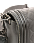 Metallic Lambskin Stingray Quilted Medium Boy Flap Silver