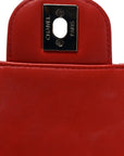 Patent Chevron Quilted Mini Square Flap Red