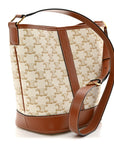 Triomphe Canvas Calfskin Small Bucket Bag White