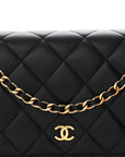 Lambskin Quilted Wallet On Chain WOC Black
