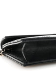 Grain De Poudre Matelasse Chevron Monogram Envelope Chain Wallet Black
