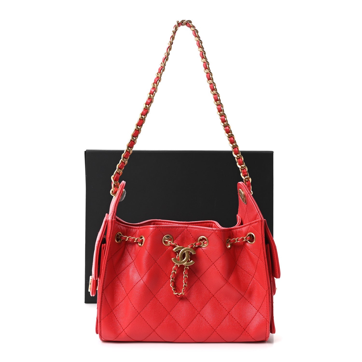 Caviar Quilted Mini CHNL 25 Handbag Red