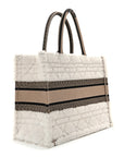Shearling Cannage Medium Book Tote Ecru Black