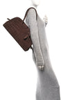 Suede Crocodile Embossed Le Turismo Dark Brown