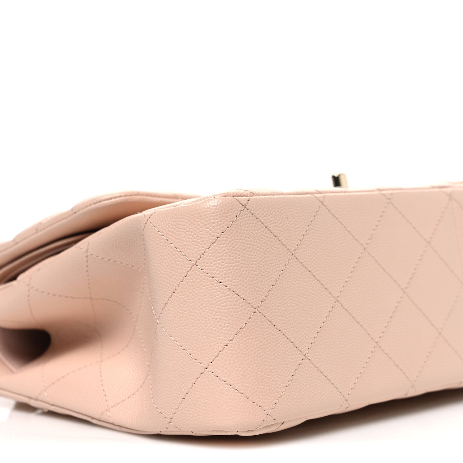 Caviar Quilted Jumbo Double Flap Light Beige