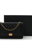 Lambskin Quilted Boy Wallet On Chain WOC Black