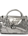 Metallic Calfskin Winnieford Satchel Silver